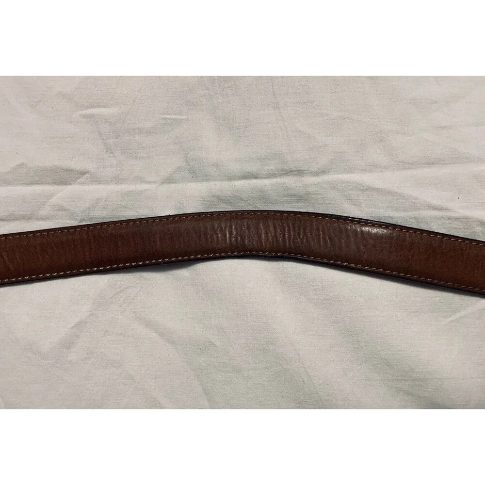 Fossil Brown Genuine Leather Belt Mens Size 34 Nickel Buckle 1.5